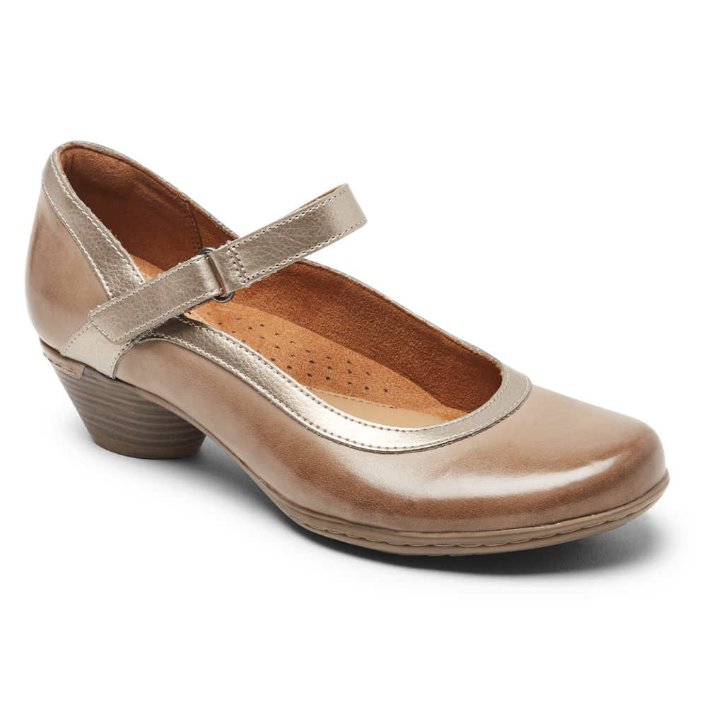 Rockport Singapore Womens Flats - Cobb Hill Laurel Mary Jane Brown - XS9804253